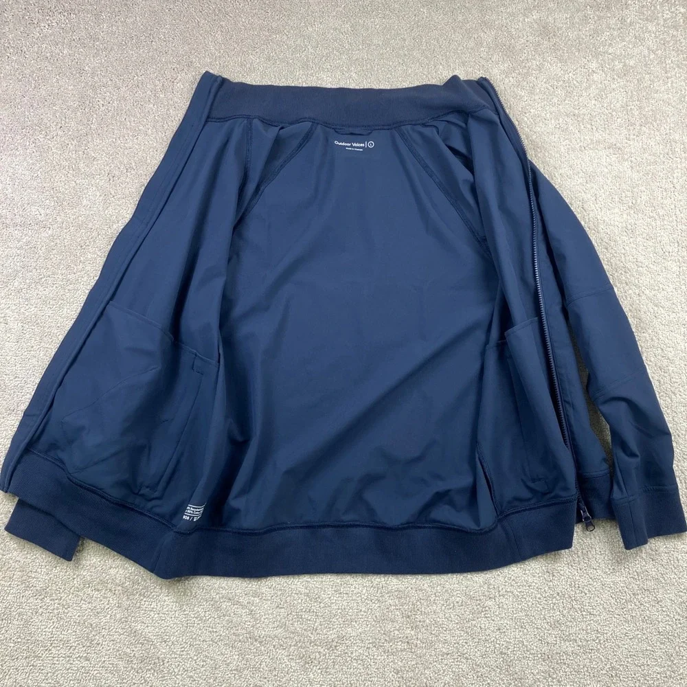 Outdoor Voices Men's L Performance Bomber Jacket Navy Full Zip Athletic Light